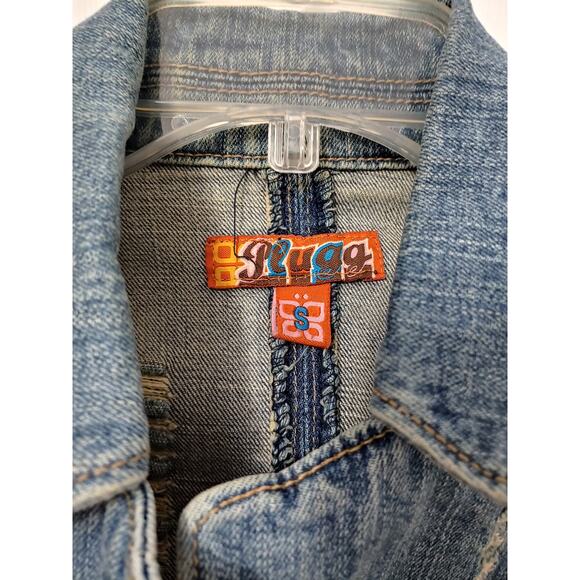 Womens Plugg Denim Y2K Distressed denim jacket sz S - Picture 3 of 7